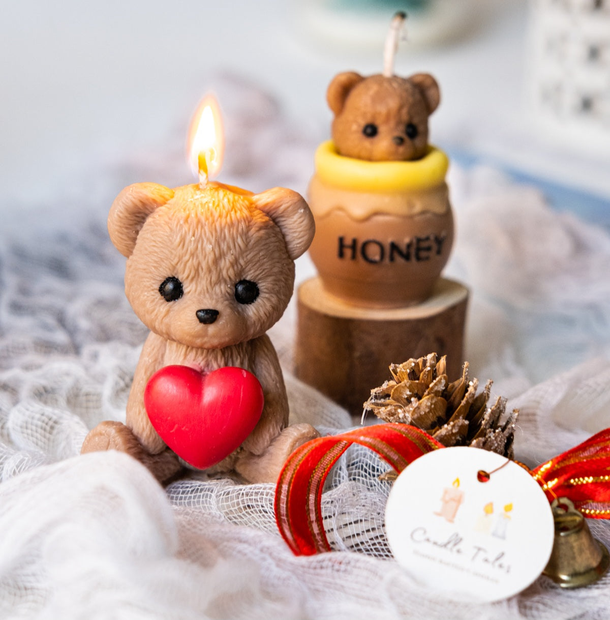 Beeswax Rose Heart Teddy Bear candle – Sweet Cindy's Honey